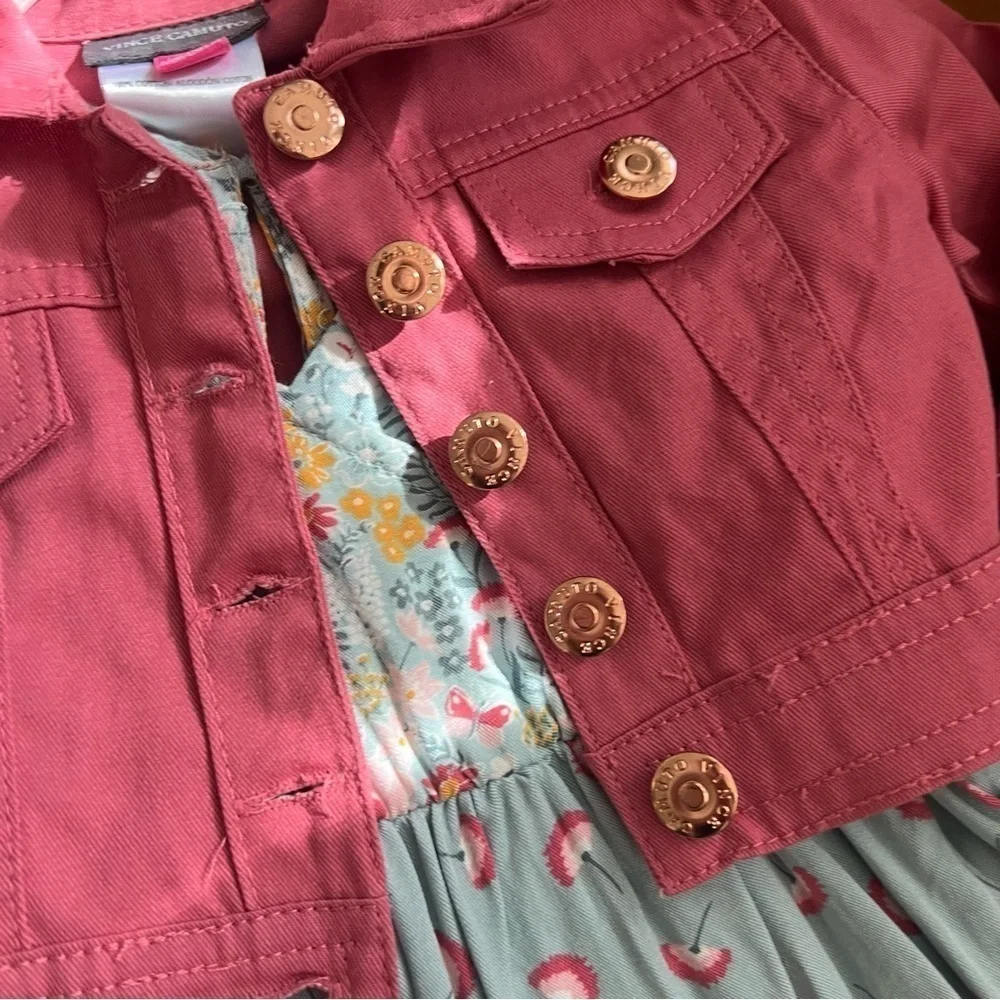 Vince Camuto Baby Toddler Girl 2 Piece Set Pink Jacket Floral Dress Sz 18M